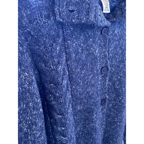 LL Bean Womens Sweater Marled Cardigan Wool Blend Button Front Blue Large NWOT - Picture 9 of 16